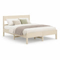 Lit double en bois beige crème avec tête de lit et sommier à lattes pour matelas 180 x 200 cm, dimensions 186 x 208 x 100 cm