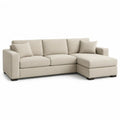 Canapé d’angle 3 places en tissu beige avec méridienne à droite, 250 × 160 × 86 cm