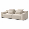 Canapé droit 2 places en polyester beige avec 4 coussins, 240 x 105 x 78 cm
